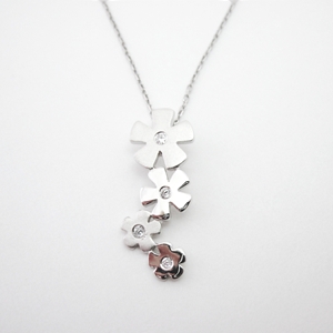 Matte and Shiny Flower Pendant with Cubic Zirconias